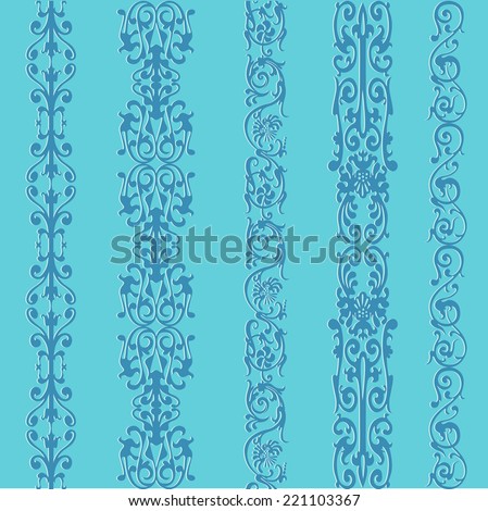 Straight lace set pattern. Seamless ornament trims for use with fabric projects, backgrounds or scrap-booking. Elements brushes