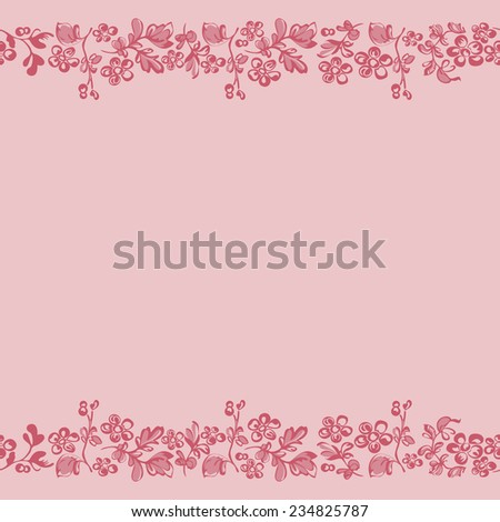 Floral background, pink border edge with abstract fancy flower