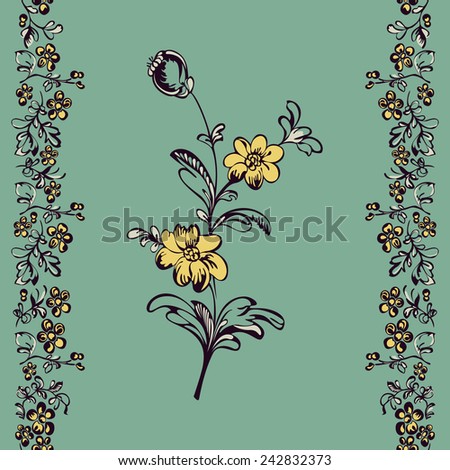 Seamless border floral pattern, drawing fancy flower