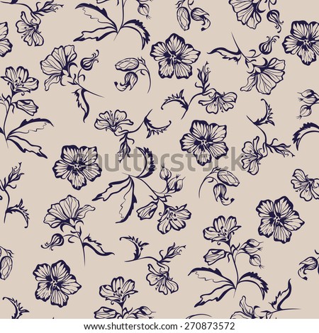Seamless floral pattern with silhouette flower elements . Background for design of gift packs, patterns fabric, wallpaper