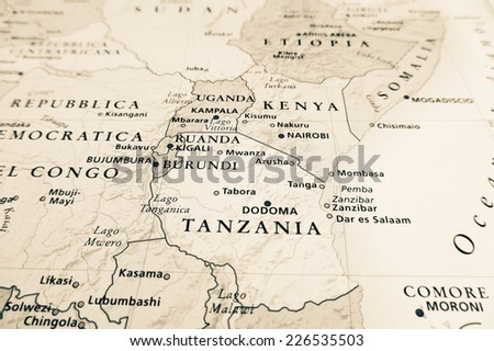 Western Africa map (Geographical view altered on colors/perspective and focus on the edge. Names can be partial or incomplete)
