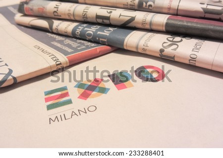 VENICE, ITALY - NOVEMBER 19: Expo 2015 logo from the Italian financial newspaper \