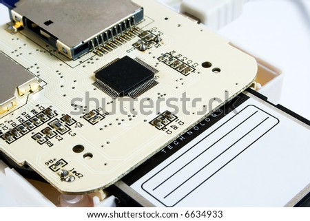 disassembled cardreader with compact flash card
