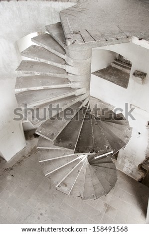 Old concrete turning grunge stairway