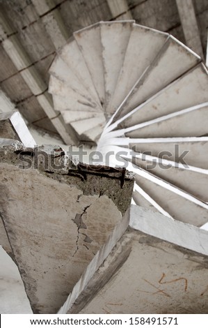 Old concrete turning grunge stairway