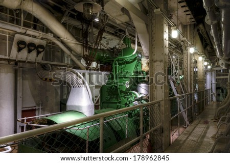 Old diesel generator installed on cargo ship