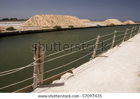 Salt marshes at Infersa Salt Pans, Marsala, Sicily, Italy