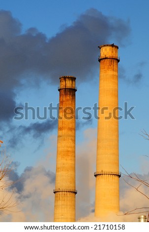 factory on dramatic sky background
