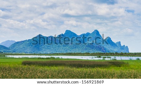Landscape of countryside and mountain background