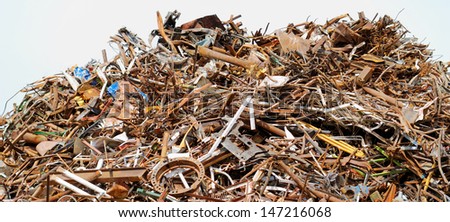 scrap metal processing industry, stacked metal