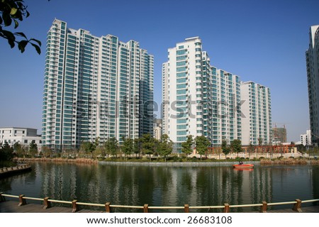 New Apartment Buildings View From Waterway