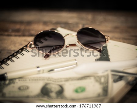 Vintage still life with old spectacles