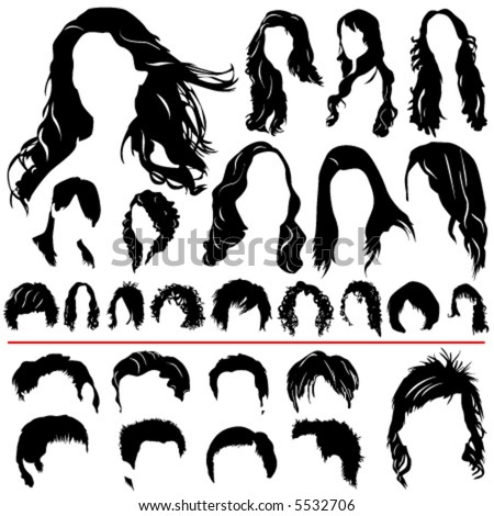 stock photos women. stock vector : women and men hair vector (different style)
