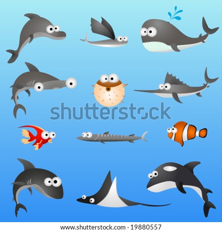 cartoon fishing pics. cartoon fish. stock vector