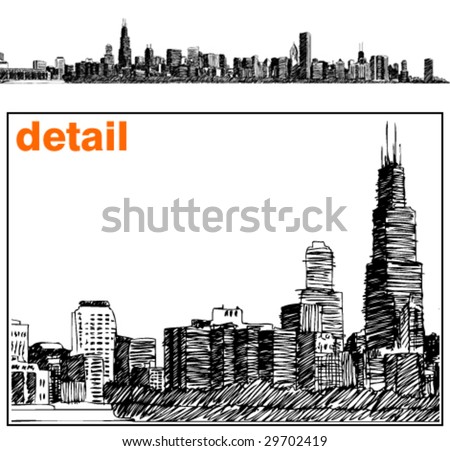 Chicago Skyline Illustration - 29702419 : Shutterstock