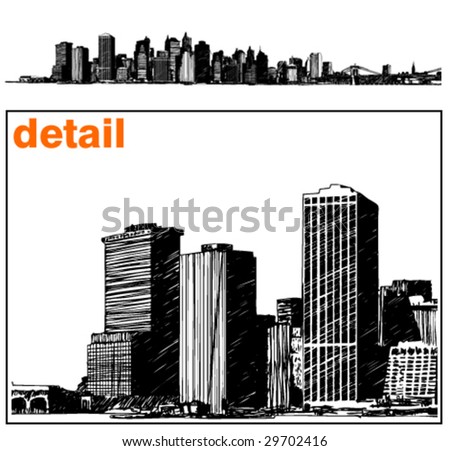 new york skyline drawing. stock vector : new york