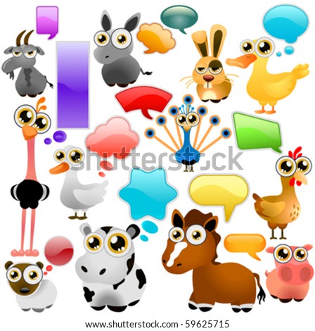 Farm Animal Cartoon Set Stock Vector Illustration 59625715 : Shutterstock