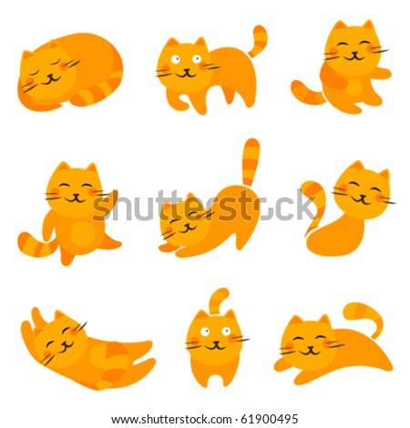 Cute Cartoon Cats on Cartoon Cute Cats Stock Vector 61900495   Shutterstock