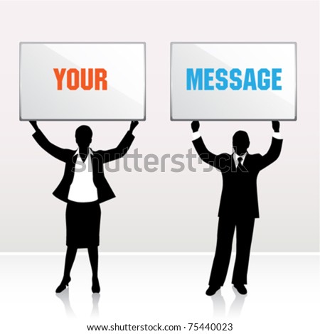 blank sign image. stock vector : business people lifting lank sign