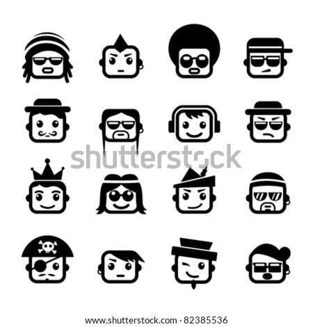 Sports on Smiley Faces  Men Characters Stock Vector 82385536   Shutterstock