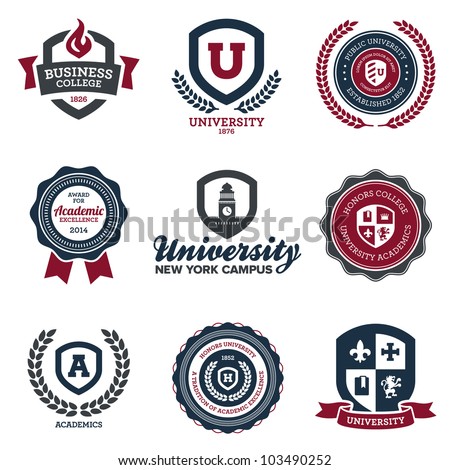 Logo Design  School on Vector   Set Of University And College School Crests And Logo Emblems
