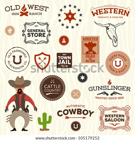 Logo Design Vintage on Stock Vector   Shutterstock Vintage American Old West Western Designs