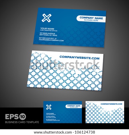 Blue grunge pattern business card template design