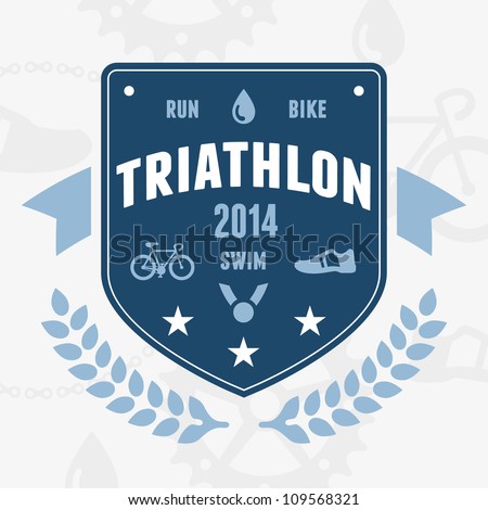 Logo Design Bike on Modern Triathlon Badge Emblem Logo With Bike And Medal Graphics