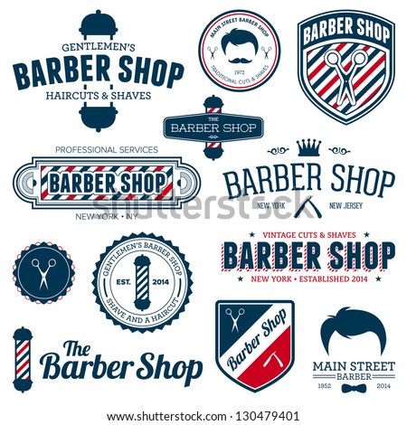 Set Of Vintage Barber Shop Graphics And Icons Stock Photo 130479401 ...