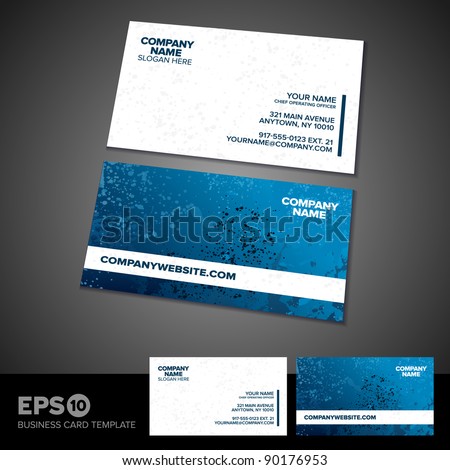 Blue and white grunge business card template