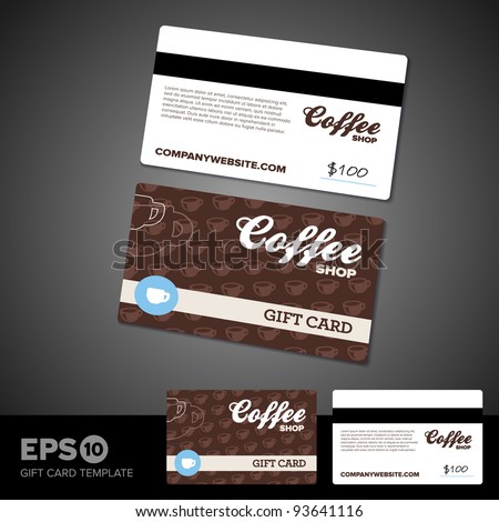 Coffee Shop Gifts on Coffee Shop Cafe Gift Card Template Design Stock Vector 93641116
