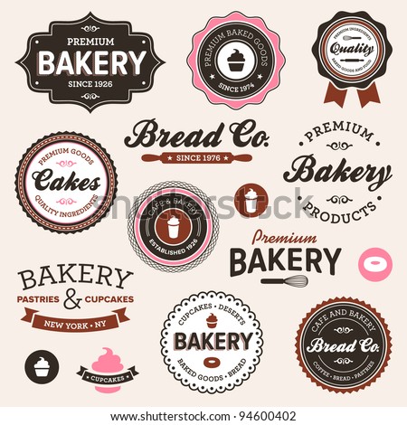 Logo Design Cakes on Set Of Vintage Retro Bakery Logo Badges And Labels Stock Vector