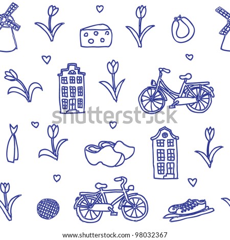 Holland, Dutch, Netherlands seamless pattern stock vector : seamless vector Holland pattern