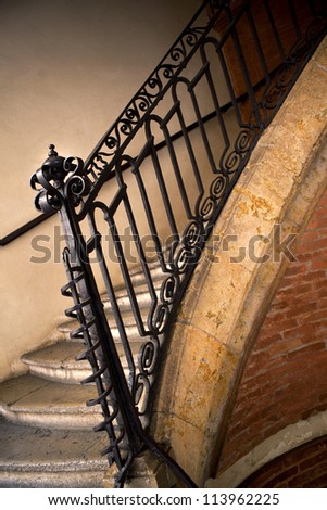 Wrought iron stairs in a mansion near Toulouse, France