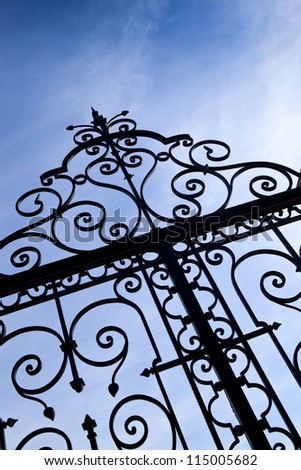Wrought iron gate in a French property