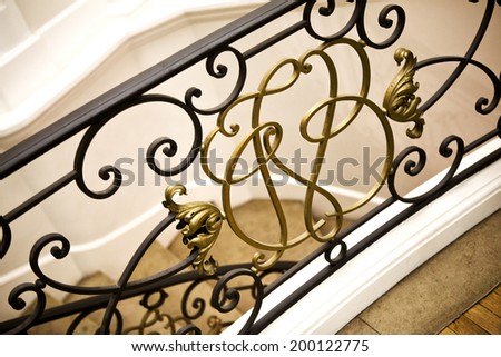 Wrought iron handrail in a French house