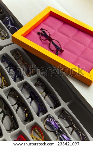 Glasses in a optical shop