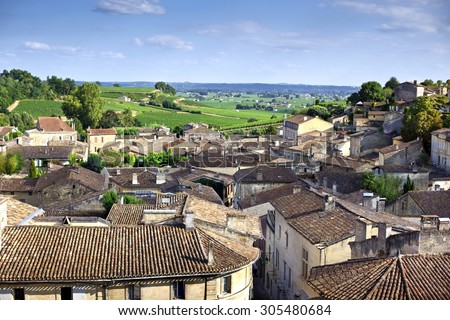 Aerial view of Saint-Emilion village, South-West of France