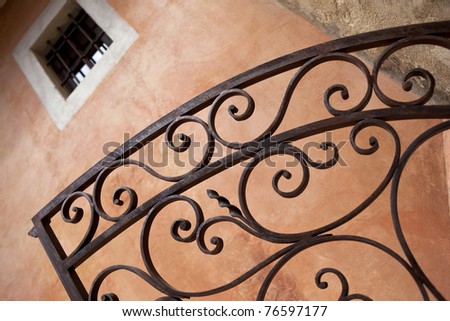 Wrought iron gate at the entrance of a house