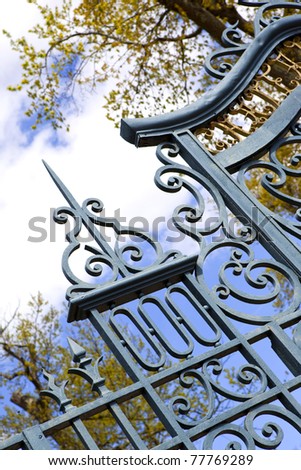 Wrought iron gate at the entrance of a palace