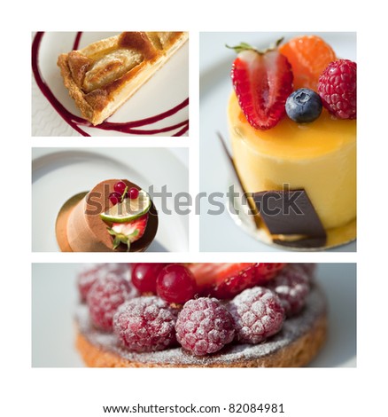 Tarts, cakes and fruit mousses