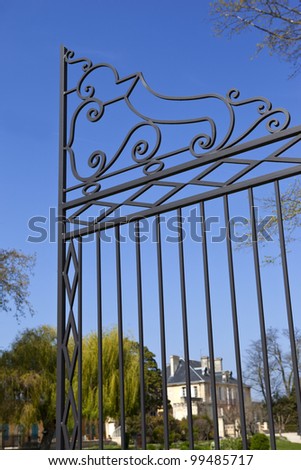 Wrought iron gate at the entrance of a luxury residence in France