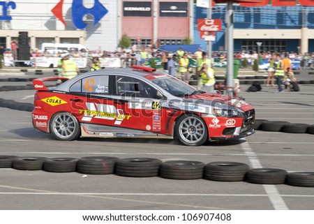 CLUJ-NAPOCA, ROMANIA - JUNE 22: Unidentified competitor during Rally of Romania 2012 National Championship \