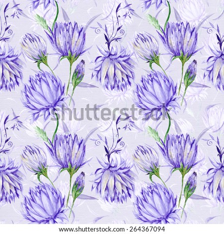 Vintage Purple Floral Pattern | Royal old style wallpaper with elegant romantic violet blowers on canvas background for design and scrapbooking