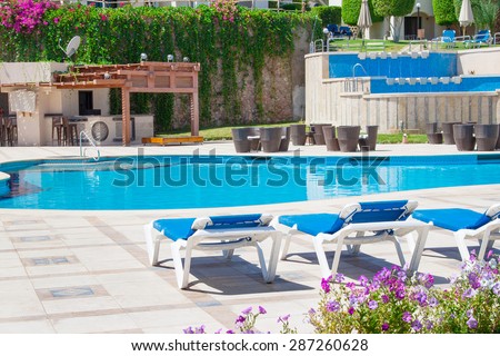 Relax Zone | Sharm El Sheikh, Egypt - circa april, 2015: Egyptian hotel resort and spa pool view