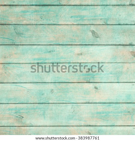 Shabby Chic Wood  | Rustic old plank background in turquoise, mint and beige colors with textured scratches and antique cracked paint for scrapbooking and decoupage