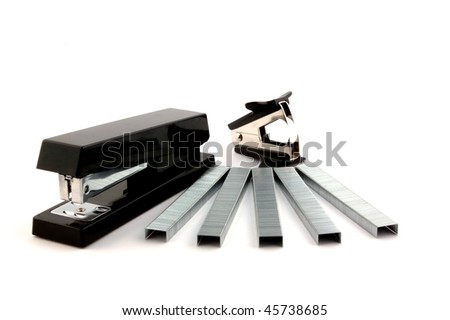 Black stapler, staples and staple remover