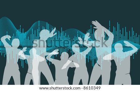 people dancing to music. of people dancing on music