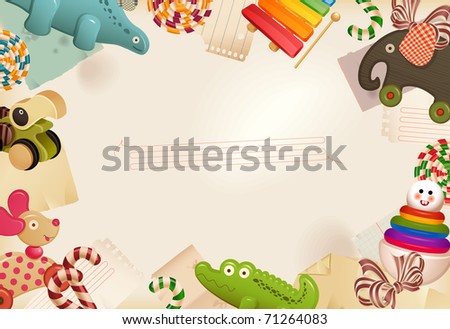 Toys candy & childhood memories background Toys candy & childhood memories background