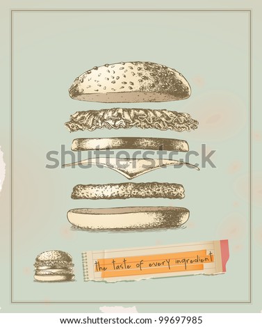 the taste of every ingredient hamburger- drawing the taste of every ingredient hamburger- drawing